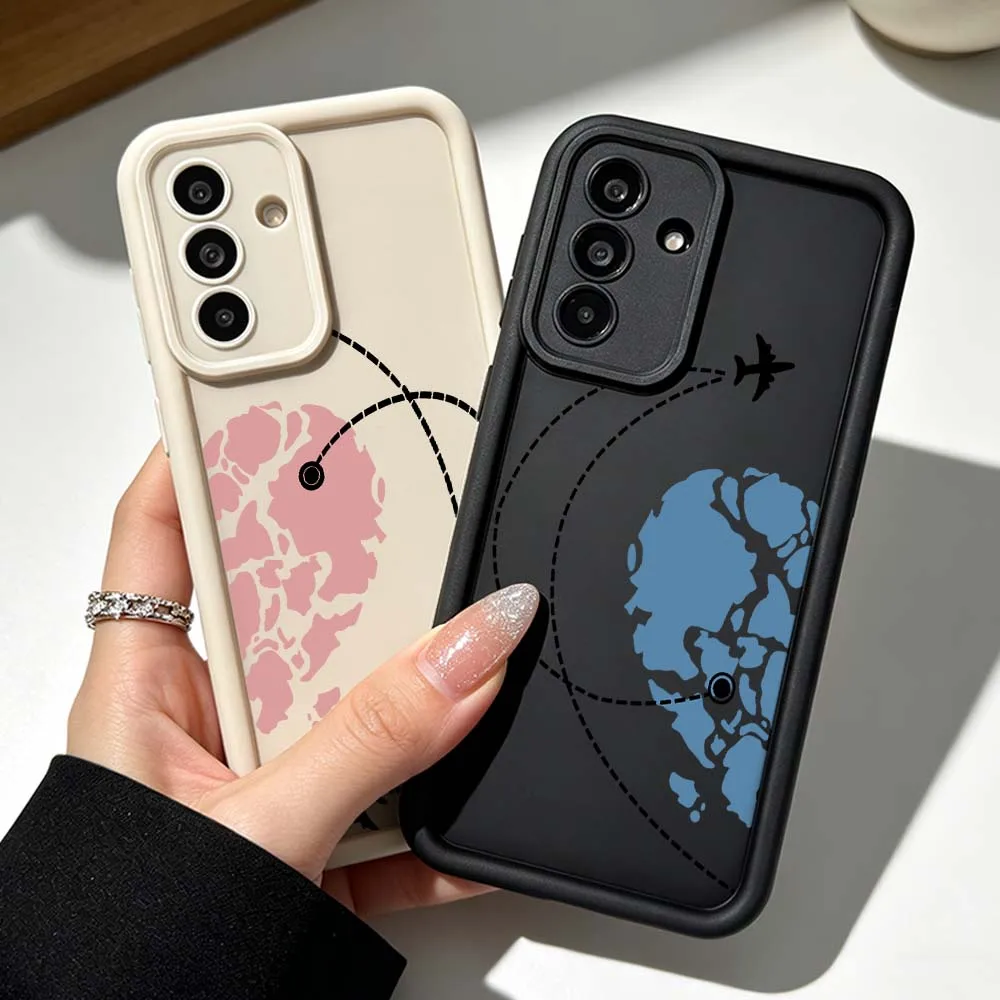 Airplane Flight Route Map Cover For Samsung Galaxy A71 A57 A56 A55 A54 A53 A52s A51 A40 A17 A16 A06 Eye Ladder Phone Case