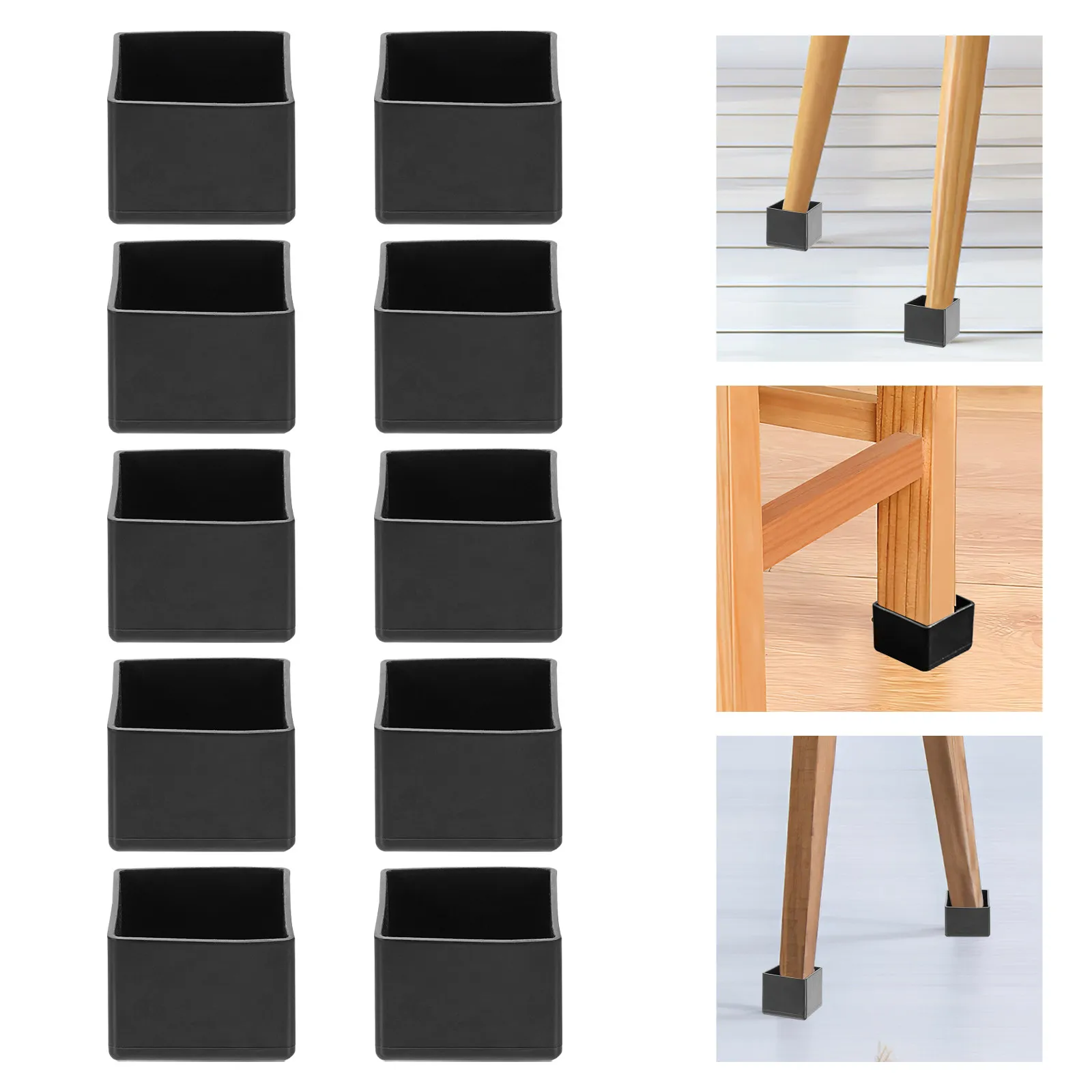 20Pcs Square Chair Leg Protectors Rubber Chair Feet Caps Anti-Slip Noise Reducing Table Floor Covers for Hardwood Tile Laminate