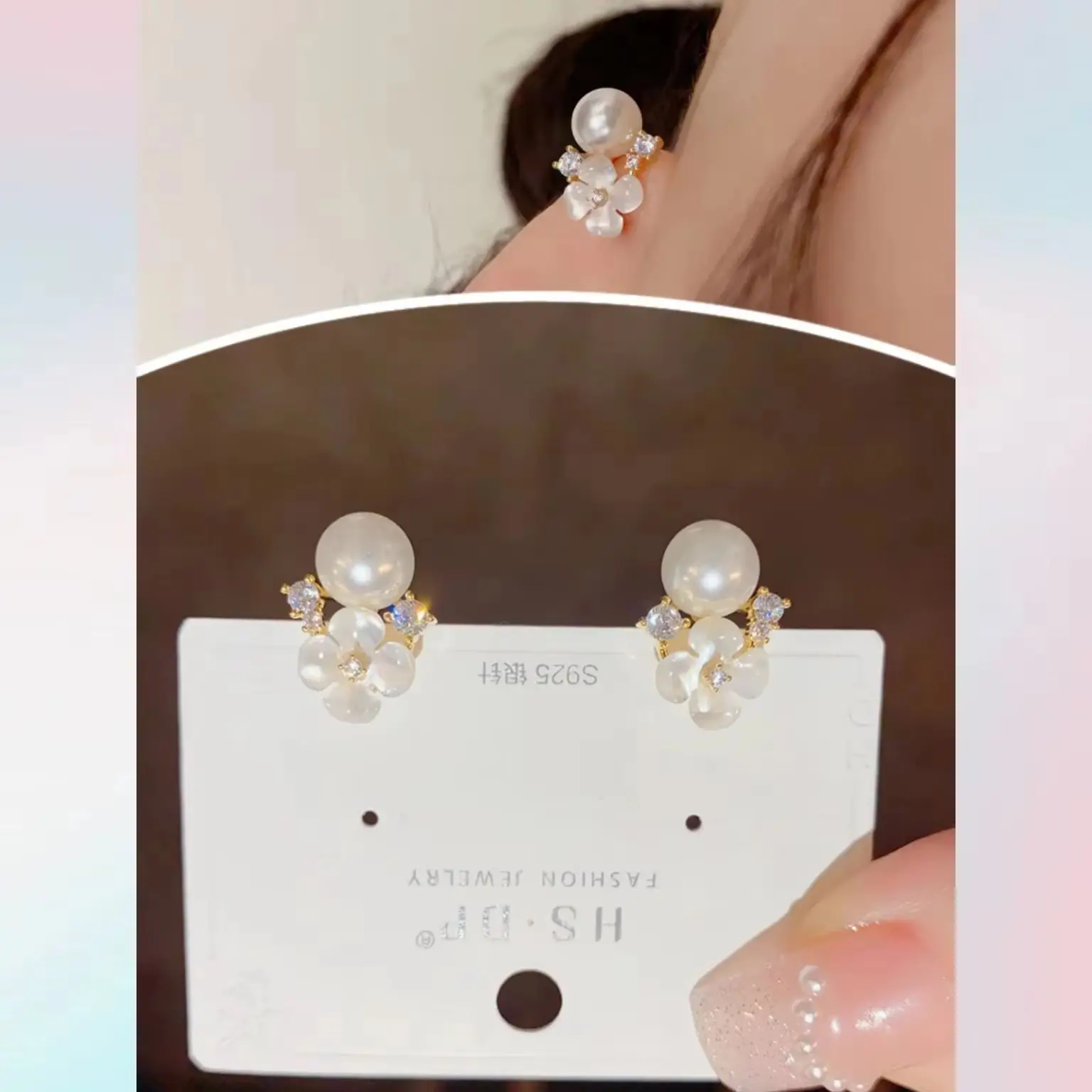 New Gold Plated Earring Forest Style Sweet Flower Pearl Stud Earrings For Women Jewelry Valentine Day gifts