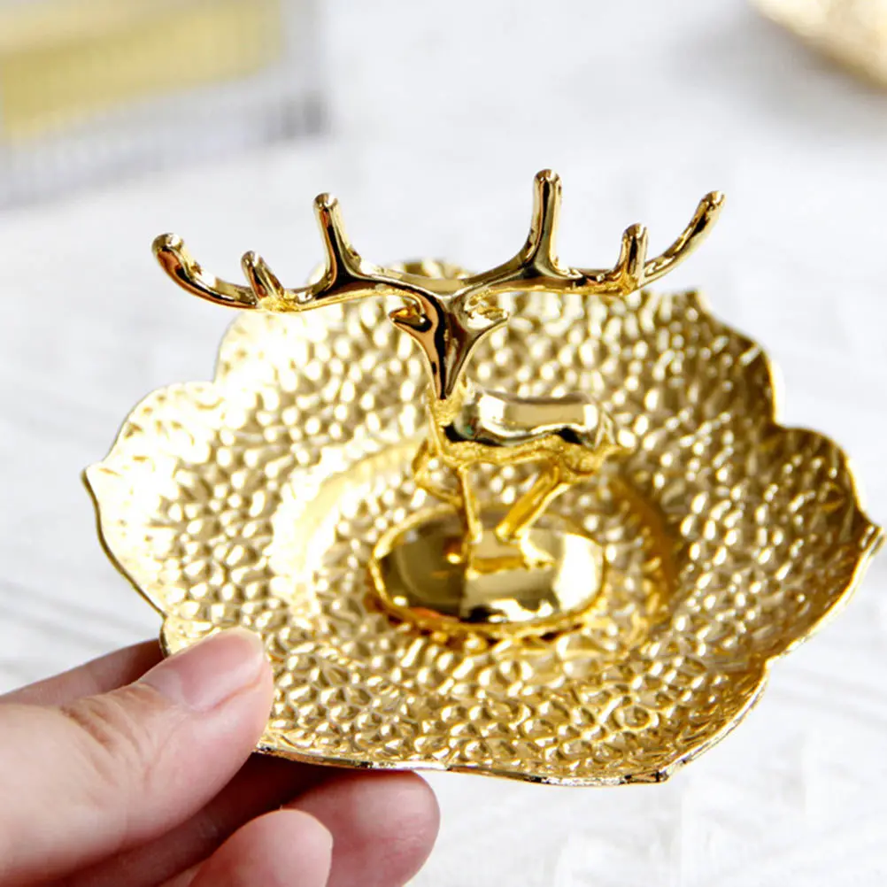 1Pcs Jewelry Storage Tray Deer Shape Copper Desktop Ornament Multifunctional Jewelry Rack Gift Decoration Deer Storage Tray