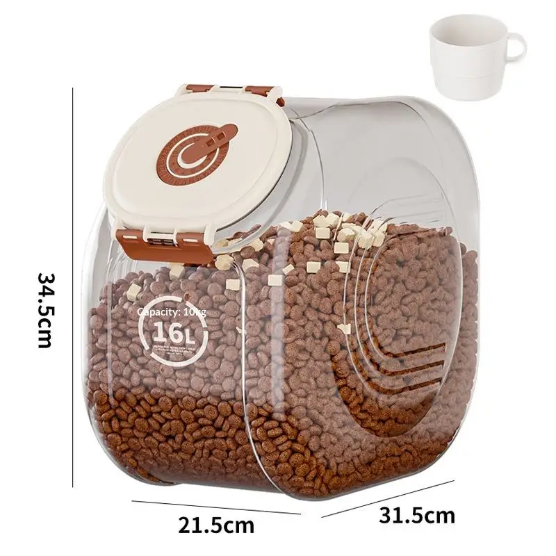

Durable Modern 16L Automatic Waterproof Airtight Pet Food Storage Container Eco-Friendly Plastic for Cats Dogs Small