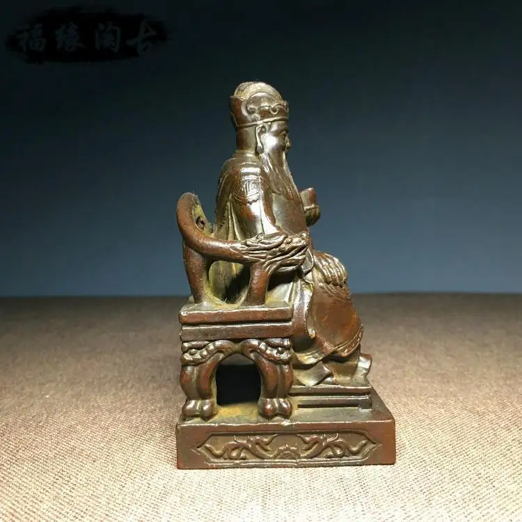 Antique pure copper land god statue, Ford Zhengshen lucky fortune, land god bronze statue, home offering ornament