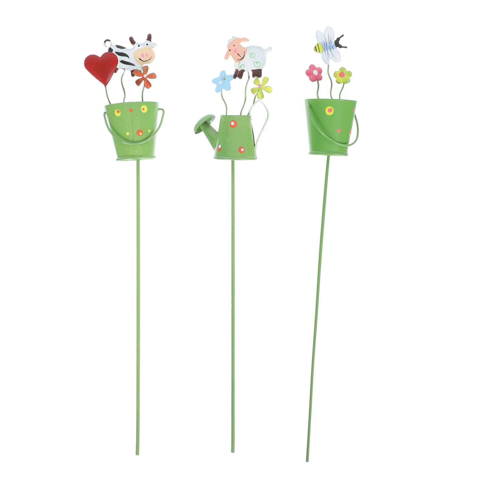 

3 Pcs Card Flower Pot Insert Cartoon Iron Ornament Gardening Decor Bonsai Vase Flower Garden Stakes Stakes