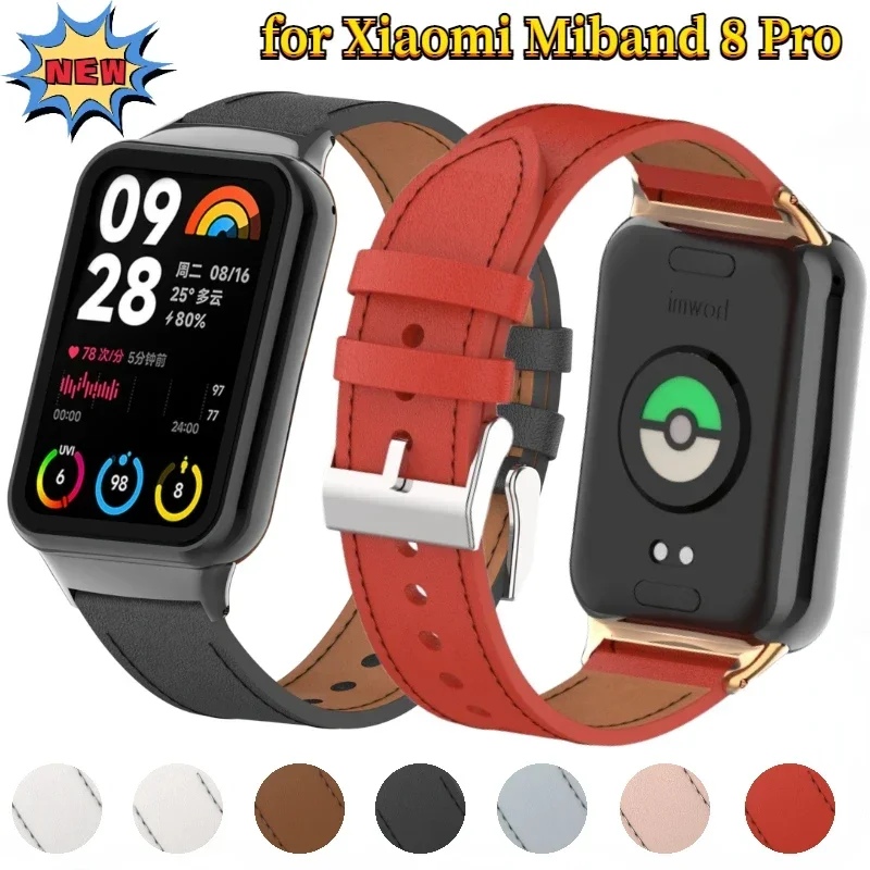 

Leather Strap for Xiaomi Mi Band 8 9 Pro Smartwatch Bracelet Watchband Accessory for Redmi Watch 4 Correa Metal Replacement Belt