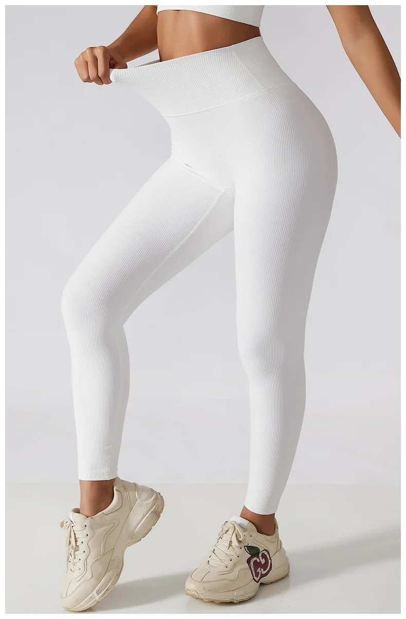 WAREBALL Hohe Taille Yoga Hosen Neue Rippen Nahtlose Gym Leggings Sport Frauen Fitness Weibliche Legging Bauch-steuer Laufhose – Detail 8
