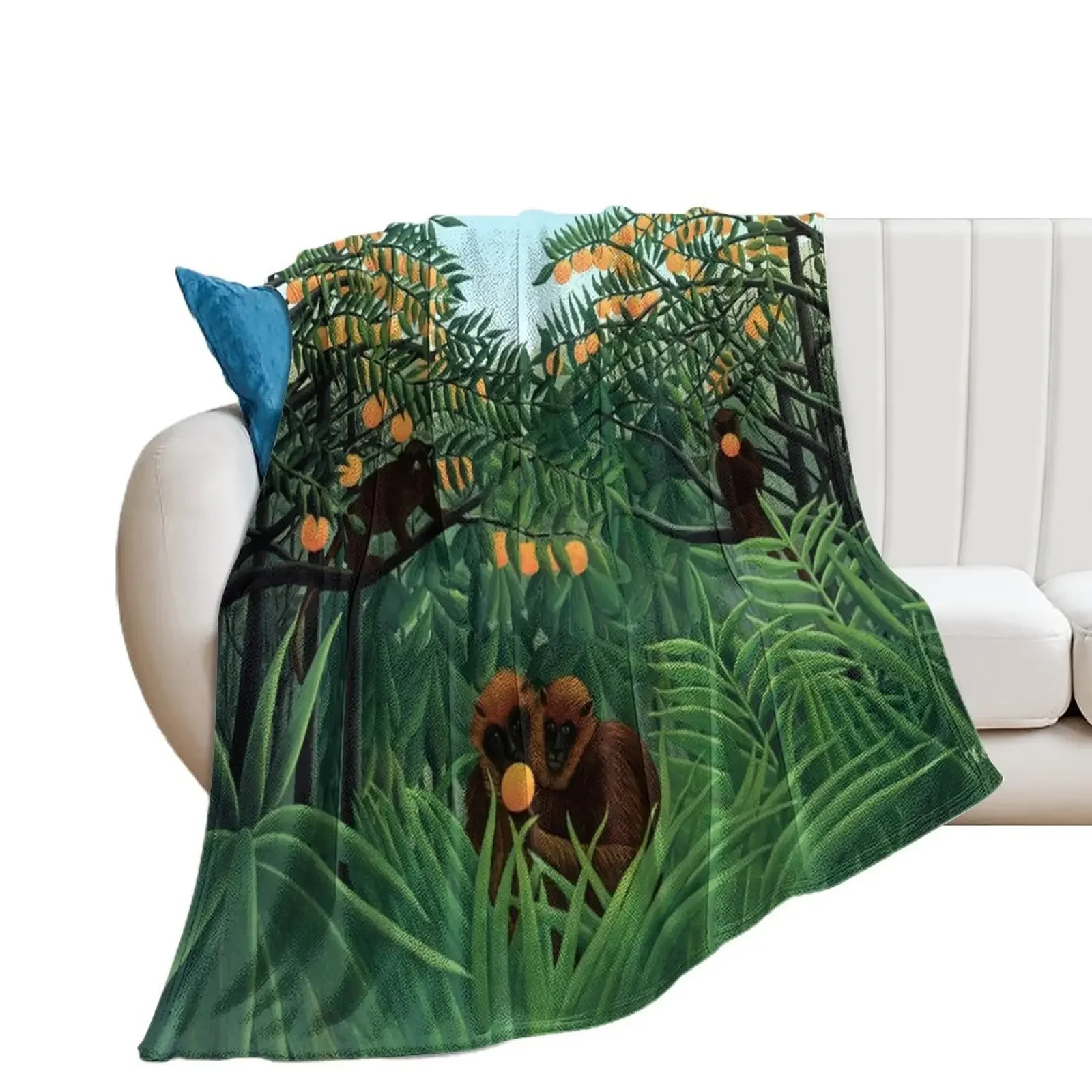 Henri Rousseau - The Tropics Throw Blanket Summer Bed valentine gift ideas Blankets