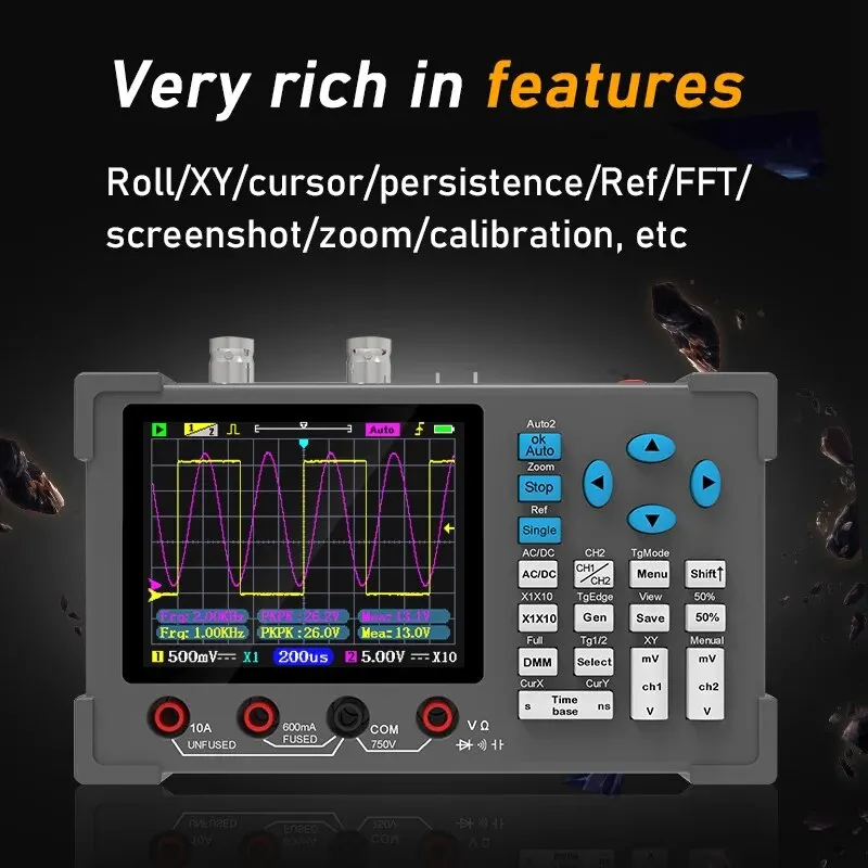 DSO3D12 3-in-1 Dual-Channel Oscilloscope Signal Generator Machine120Mhz Bandwidth 250MSa/s Sampling Rate Oscilloscope Multimeter