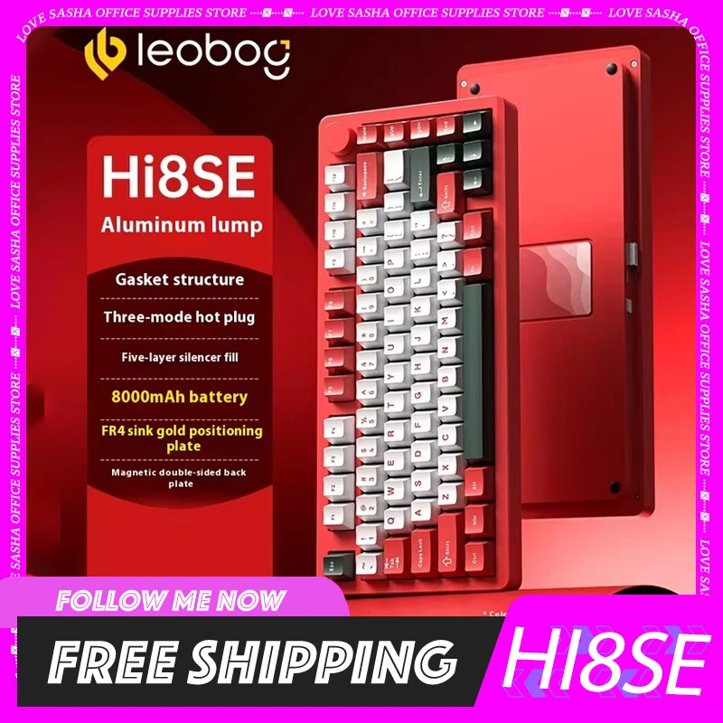 

Leobog Hi8SE Mechanical Keyboard Aluminium Alloy Three Mode RGB Hot Swap Gaming Keyboard Gasket Customize PC Gamer Gift