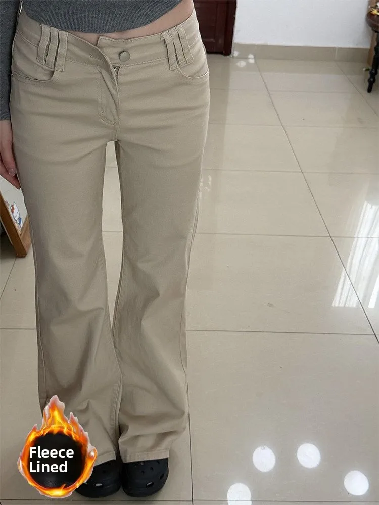 

Американские джинсы-колокольчики с высокой талией, женские зимние новые утягивающие брюки-копыта с талией