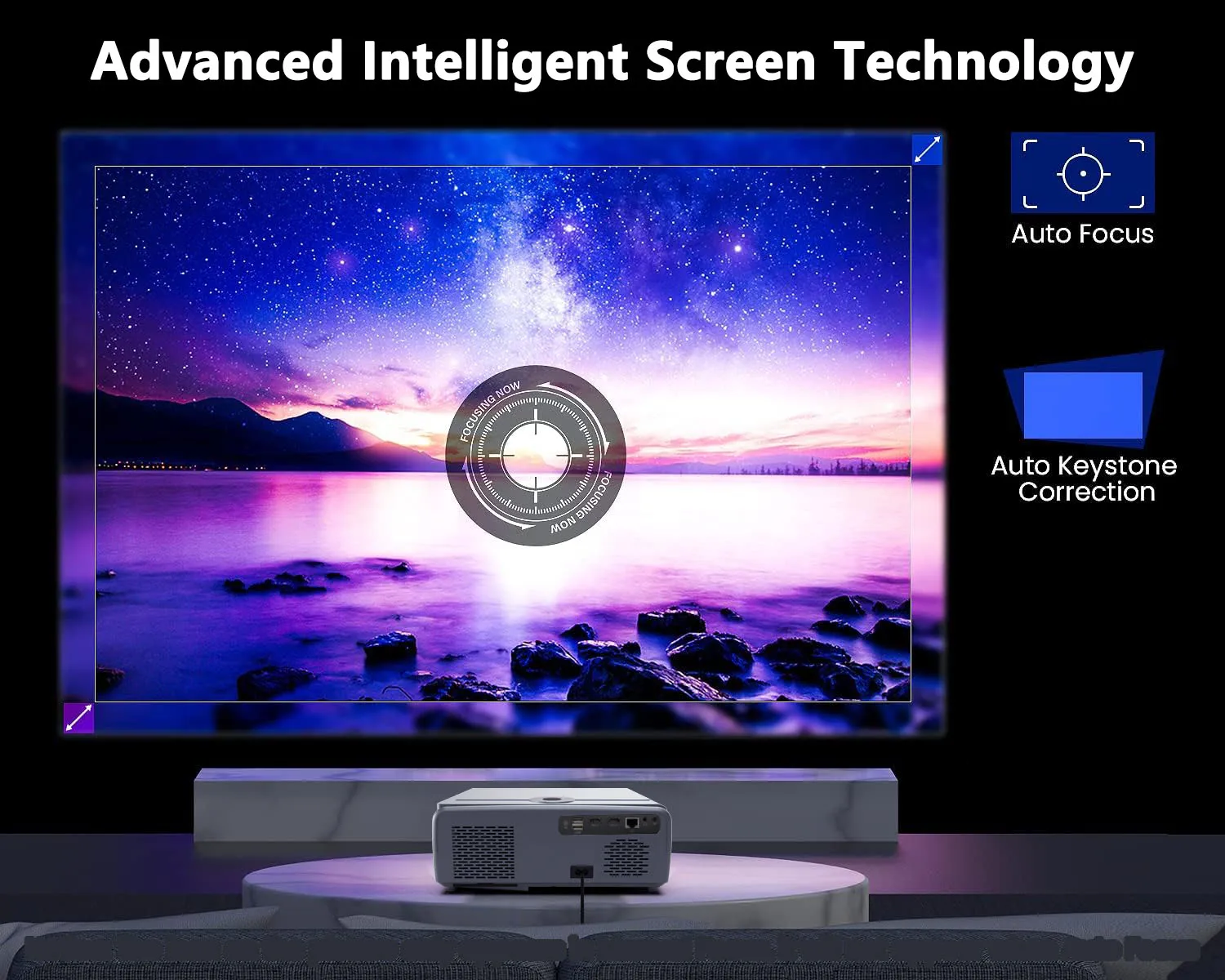E690H Smart Android LED Projector Full HD 4K Auto Focus Keystone 1000Ansi Lumens 300inch Projection 1080p 4K 1000Ansi