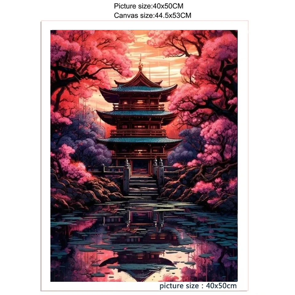 Japanese Landscape Full Square Round 5D Diamond Painting Cross Stitch Kits Mosaic Temple Mountain Fuji Home Decorative New H533