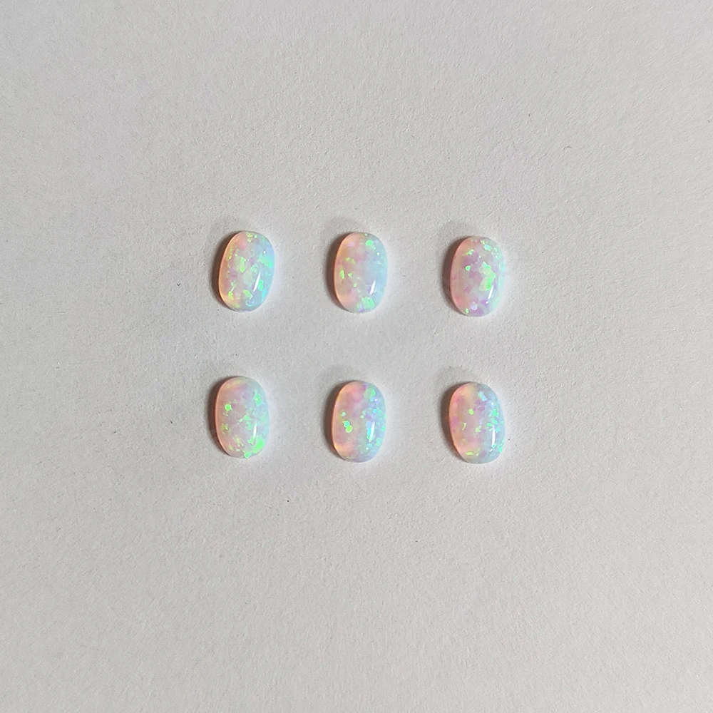 20/50pcs White Opal Beads for Sale Synthetic Opal OP16 Oval Shape Flat Back Beads for Jewelry Making