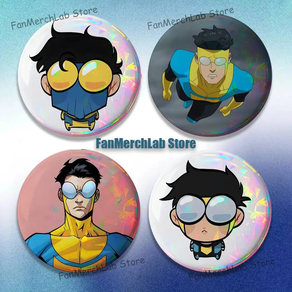 

I-InvincibleS Anime Badge on Backpack Clothes decoration Tinplate Round Brooch Funny Custom Gifts for Friend