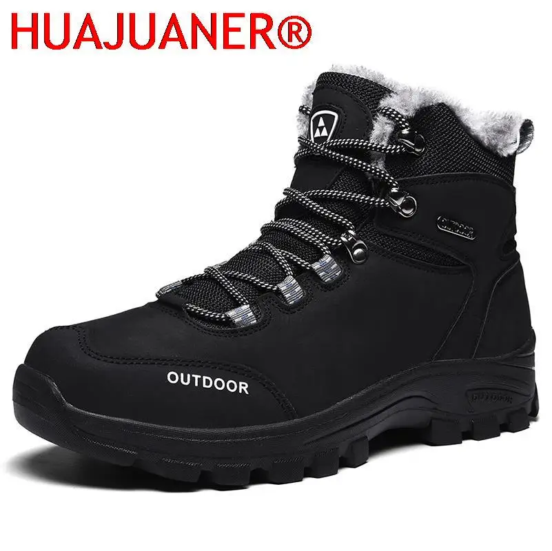 

Outdoor Men's Casual Shoes Male Comfortable Split Leather Thick Buttom Wear-resistant Shoe Fur Warm Winter Boots for Men Sneaker