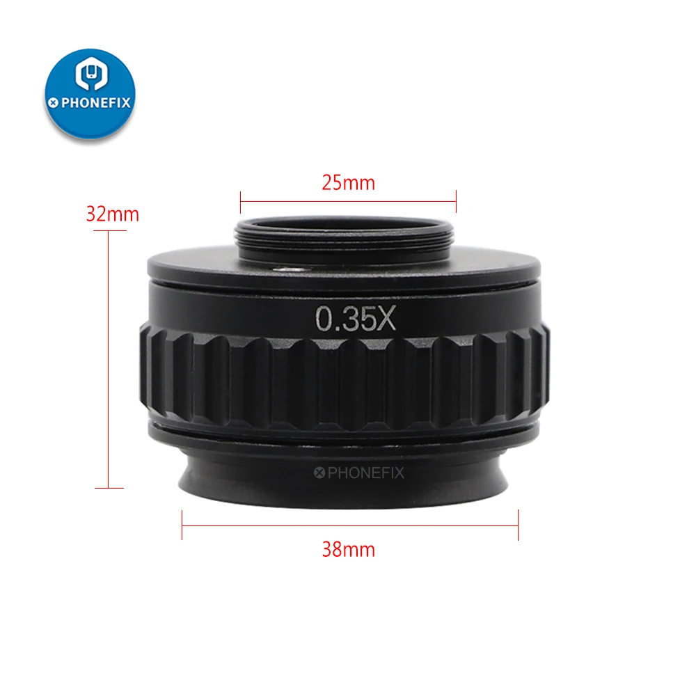 CTV 0.35X 0.5X 1X Lens focus adjustable C mount Ring M38 38mm adapter for New type Trinocular Stereo microscope Set Camera Port