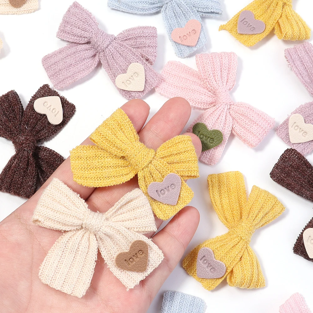

6pcs/lot Winter Sweet Knit Woolen Bowknot For Jewelry Making DIY Women Girl Headwear Scarf Cap Clothes Decoration Accessories