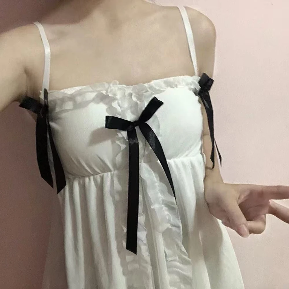 Anime Yosuga No Sora Kasugano Cosplay Costume Wig Kasugano Sora Bowknot Sling Nightdress Sweet Lolita Sleepwear Ruffle Dress - view 3