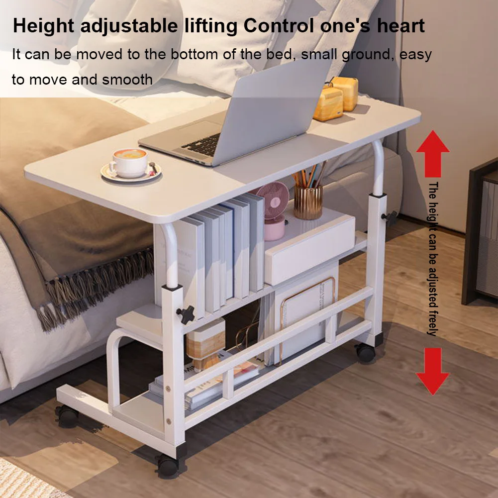 60 X 40cm  Adjustable Height Rolling Desk Mobile Standing Desk, Computer Table, Mobile Stand Up Table with Wheels & Storage