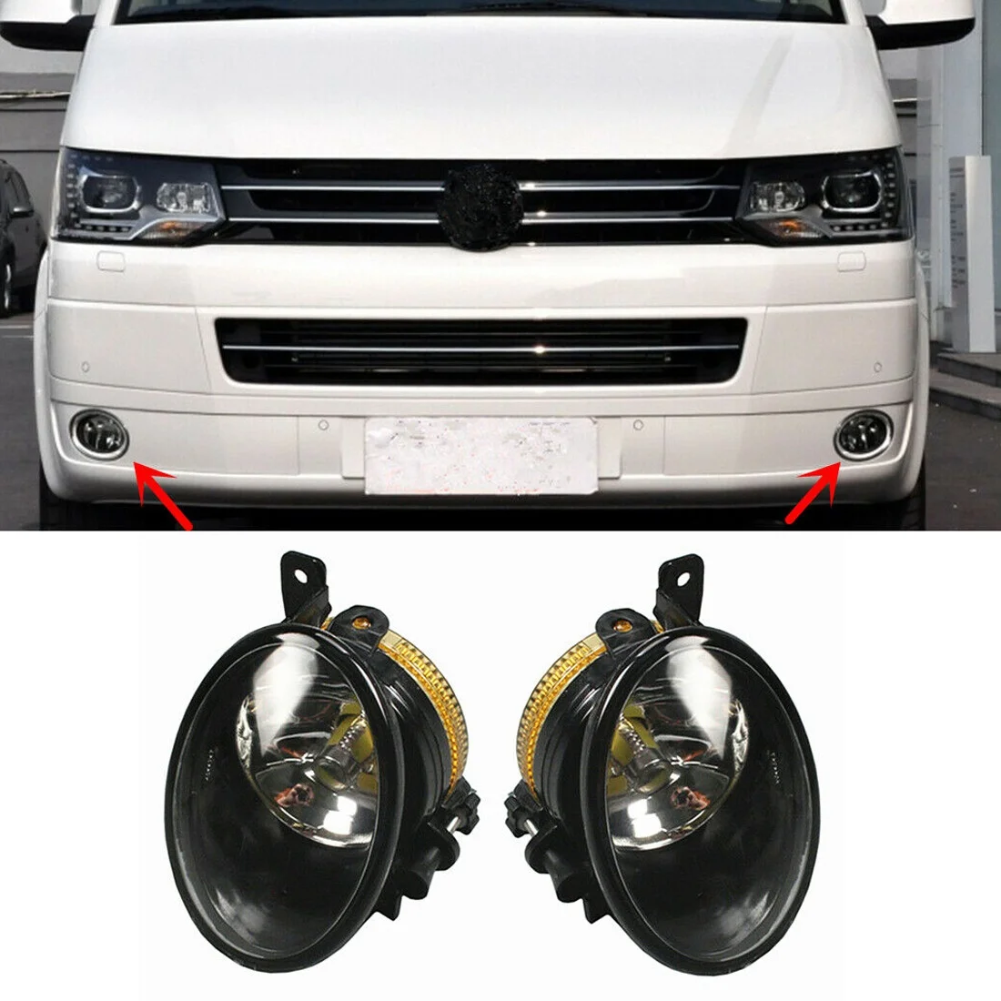 Car Front Bumper Fog Light Lamp with Bulb Driving Light for Transporter Multivan Caravelle T5 T6 2010 -2015 7E0941699A