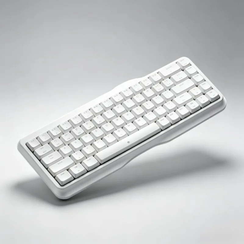 Pure White Mechanical Keyboard 68 Keys Custom Wired Single Mode Hot-swap Short Ball Keys  Suitable for Girls Office and Gaming