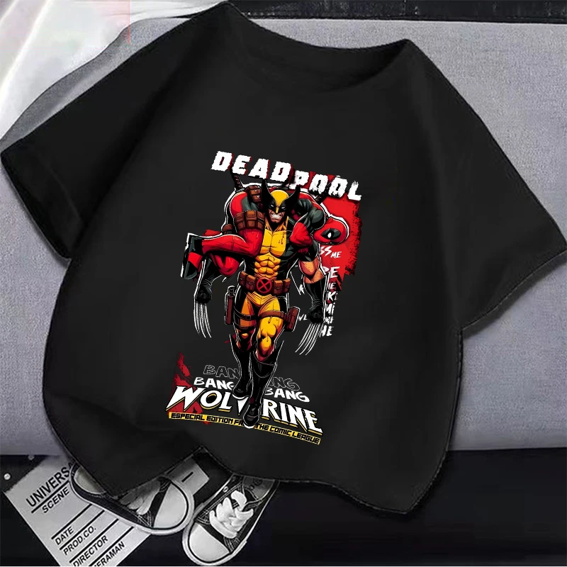 MARVEL Deadpool e Wolverine Cartoon t-shirt bambini Cotton top ragazzi ragazze abbigliamento sportivo all\'aperto forniture 2024 nuova moda