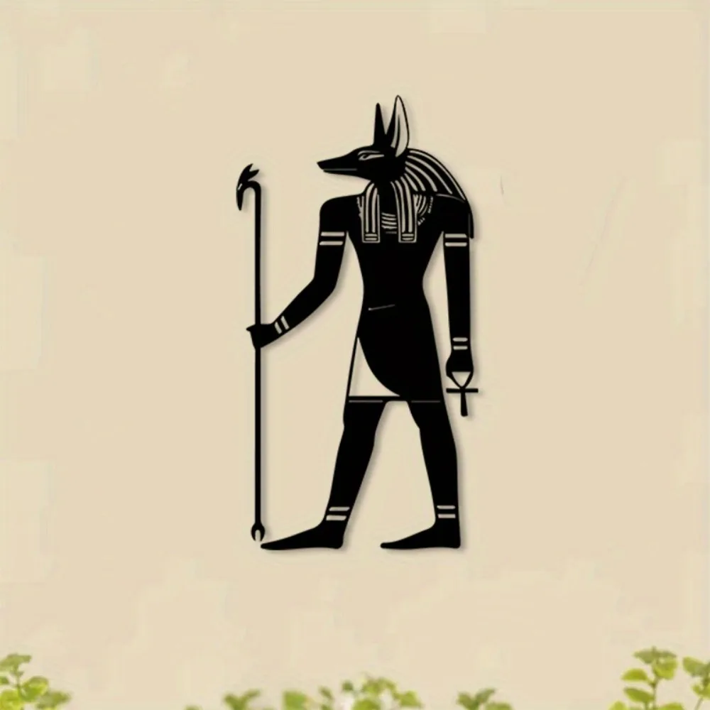 CIFBUY Iron Wall Art Anubis Egyptian God Statue Black Decor Indoor Outdoor Garden Patio Entryway Plaque view 2