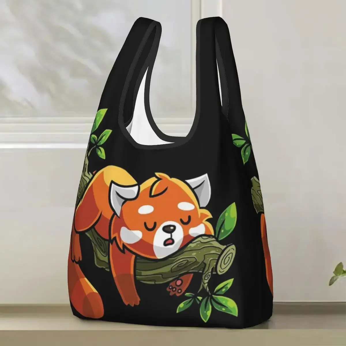 Red Panda Spirit Animal Shopping Bag Portable Tote Bags Reusable Shoulder Shopper Bag Grocery Handbag