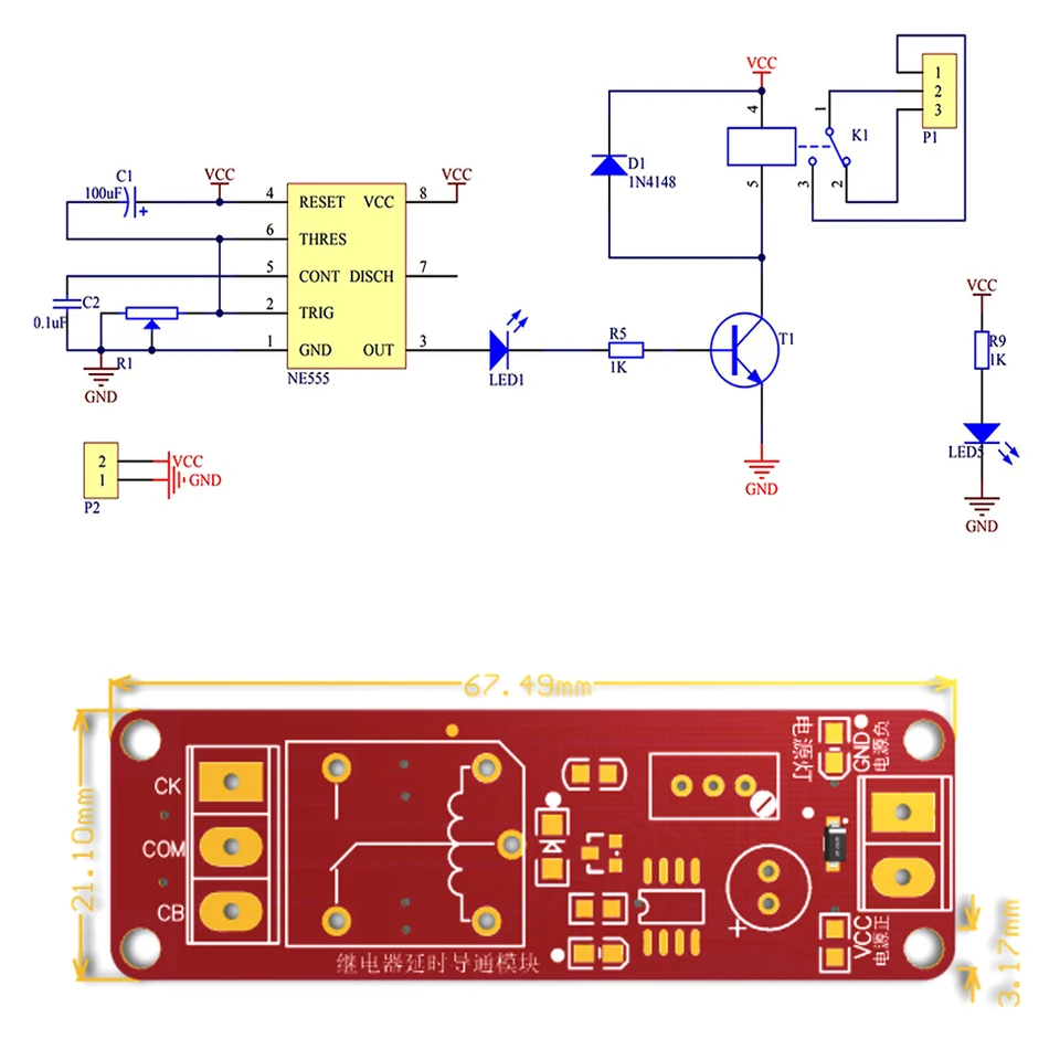 DC 12V Delay Relay Shield NE555 Timer Switch Module 0 to 10 Second Adjustable