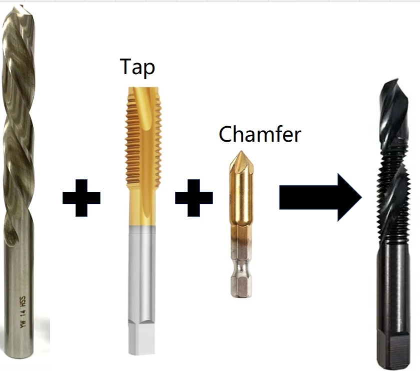 1/4 Hex Shank High Speed Steel Threaded Spiral Tap M3 M4 M5 M6 M8 M10 Metre Chamfered Composite Tap Bit