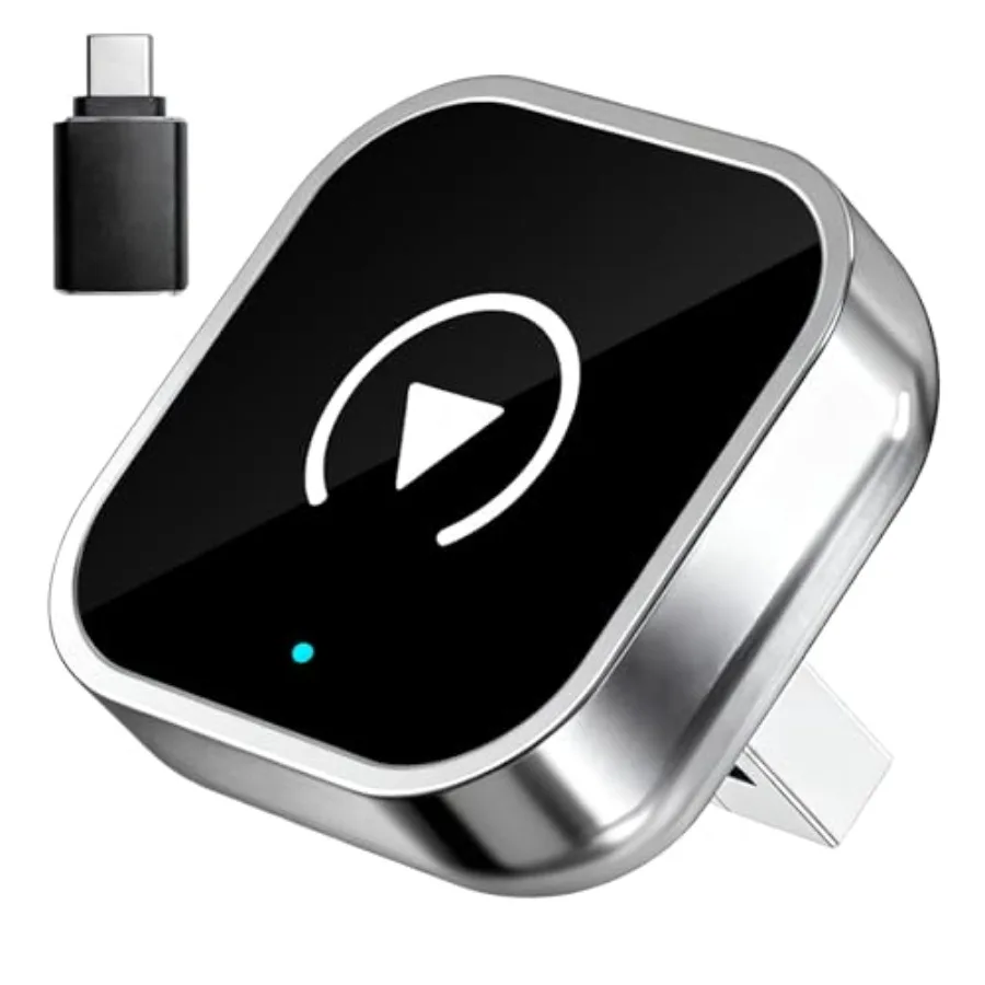 

Wirel CarPlay and Android Auto Adapter, Ultra-Compact Aluminum Design with Dual-Band Technology, USB-C/USB-A Compatible for Wir