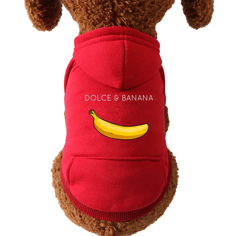 DOLC & BANANA-ropa para mascotas, sudaderas con capucha estampadas para perros, abrigo cálido de invierno para perros grandes, chaqueta, suéter para cachorros, ropa de Bulldog Francés