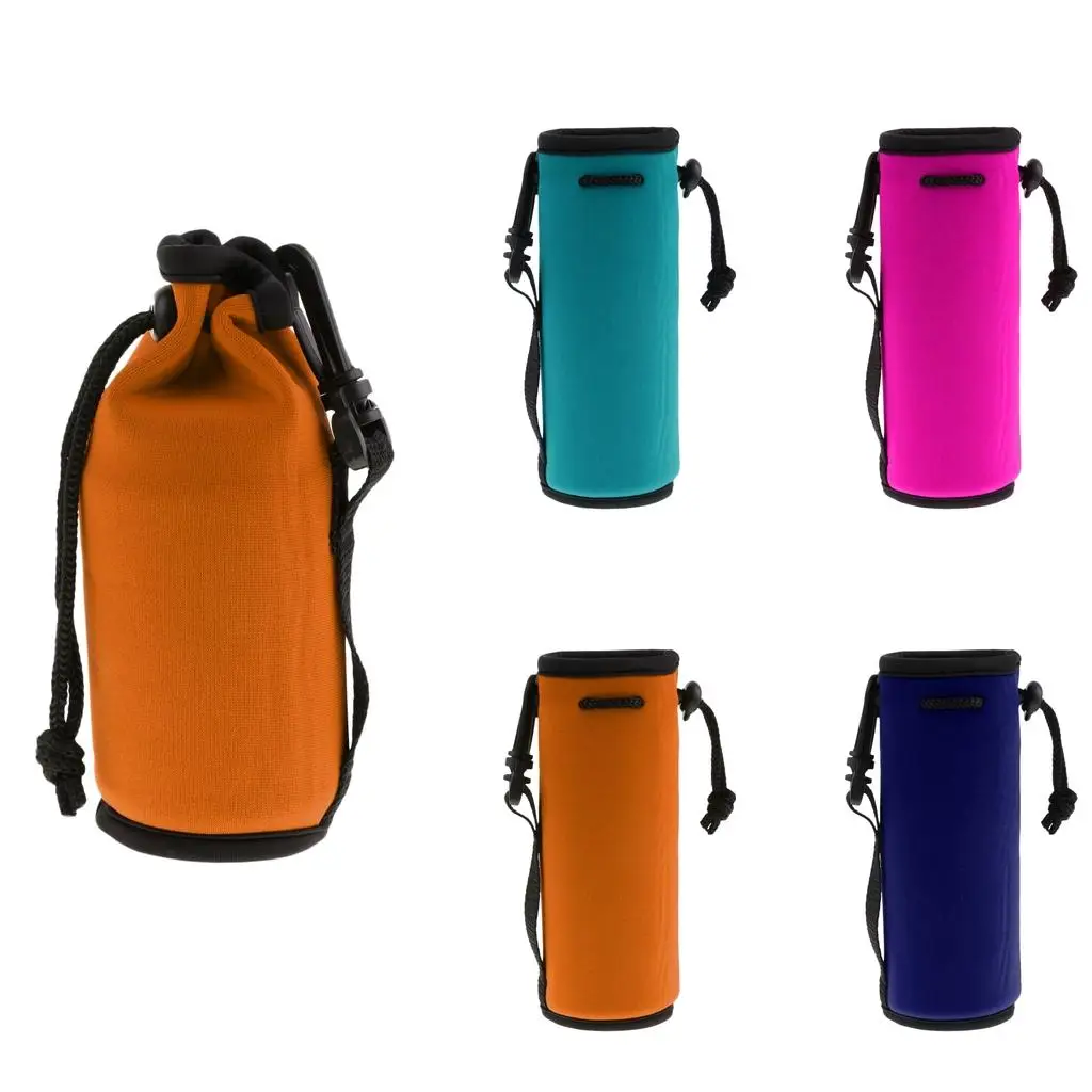 Neoprene Beverage Bottle Carrier with Insulated Sleeve and Clip Tote Bag for Hiking and Cycling