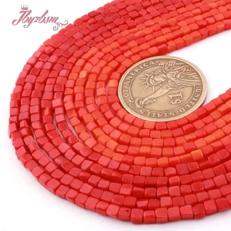 

Cube Square Drum Coin Orange Red White Red Coral Loose Beads 15 inches for DIY Necklace Bracelets Ring Ring Jewelry Making