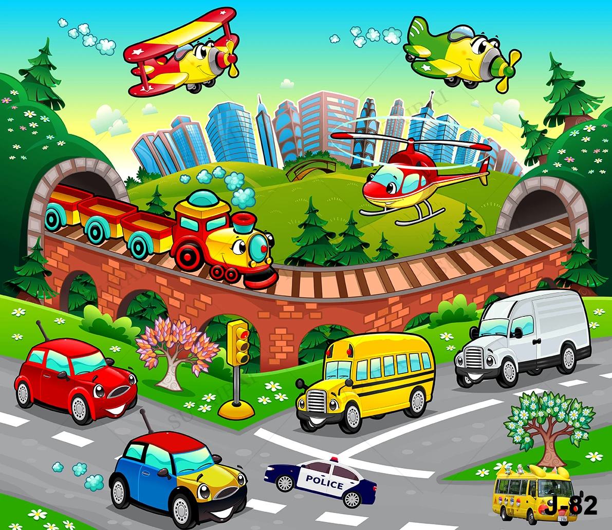 صور خلفية المرور موضوع مدينة الطريق الوليد الطفل الإبداعية ديكور غرفة لوازم الفينيل القماش خلفية الطفل صور بوث ملصق
