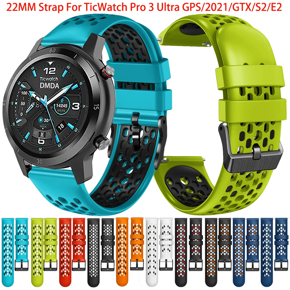 

Replacement Watch Strap Wristband For TicWatch Pro 3 Ultra GPS / LTE/ GTX 22mm Silicone Band Watchband Bracelet Belt Accessories