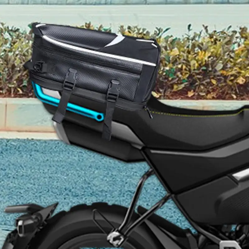 Motorcycle Seat Bag Expandable Motorcycle Rear Seat Backpack Motorcycle Saddle Bags Storage Waterproof Seat Bag For Weekender