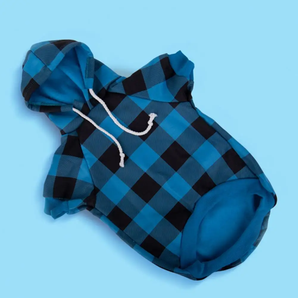 Pet Hoodie Stylish Pet Sweater Plaid Pattern Elasticized Hem Bright Colored Hooded Clothing for Fashionable Dogs for Golden Hair