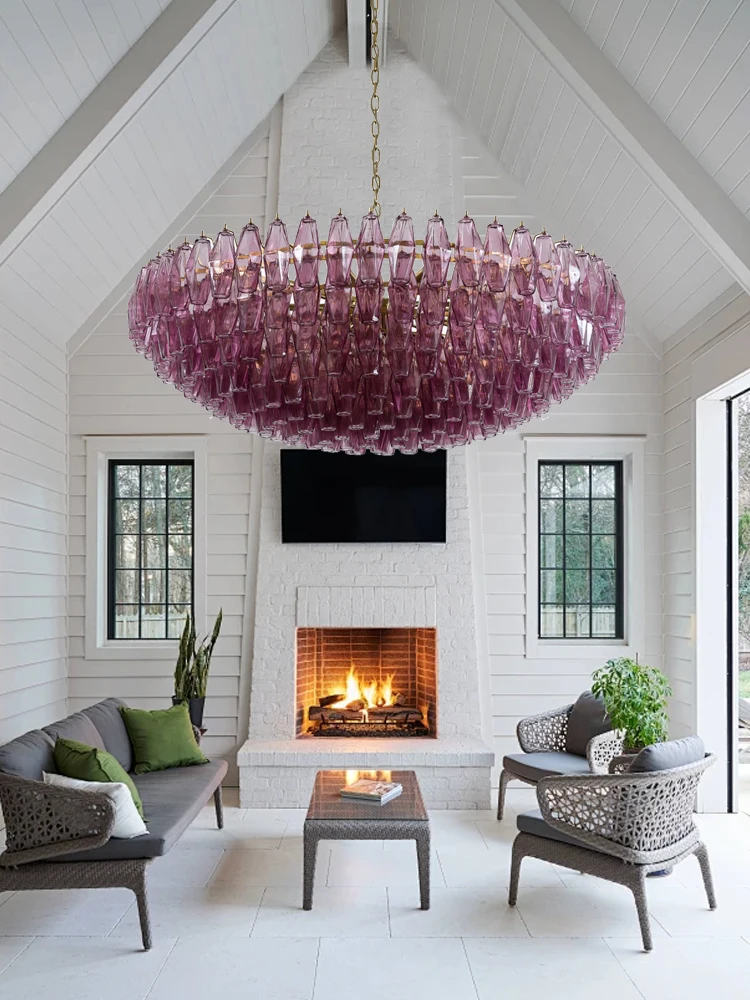 

Purple Glass Chandeliers Vintage Designer Lamps Decoration Living Space Hall Hotel Store Hanging Lamp 2025