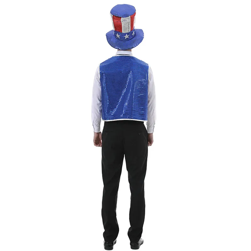 Disfraces de Halloween para hombres, payaso, mago, Tío Sam, Cosplay, Purim, Carnaval, desfile, mascarada, juego de rol, club nocturno, fiesta