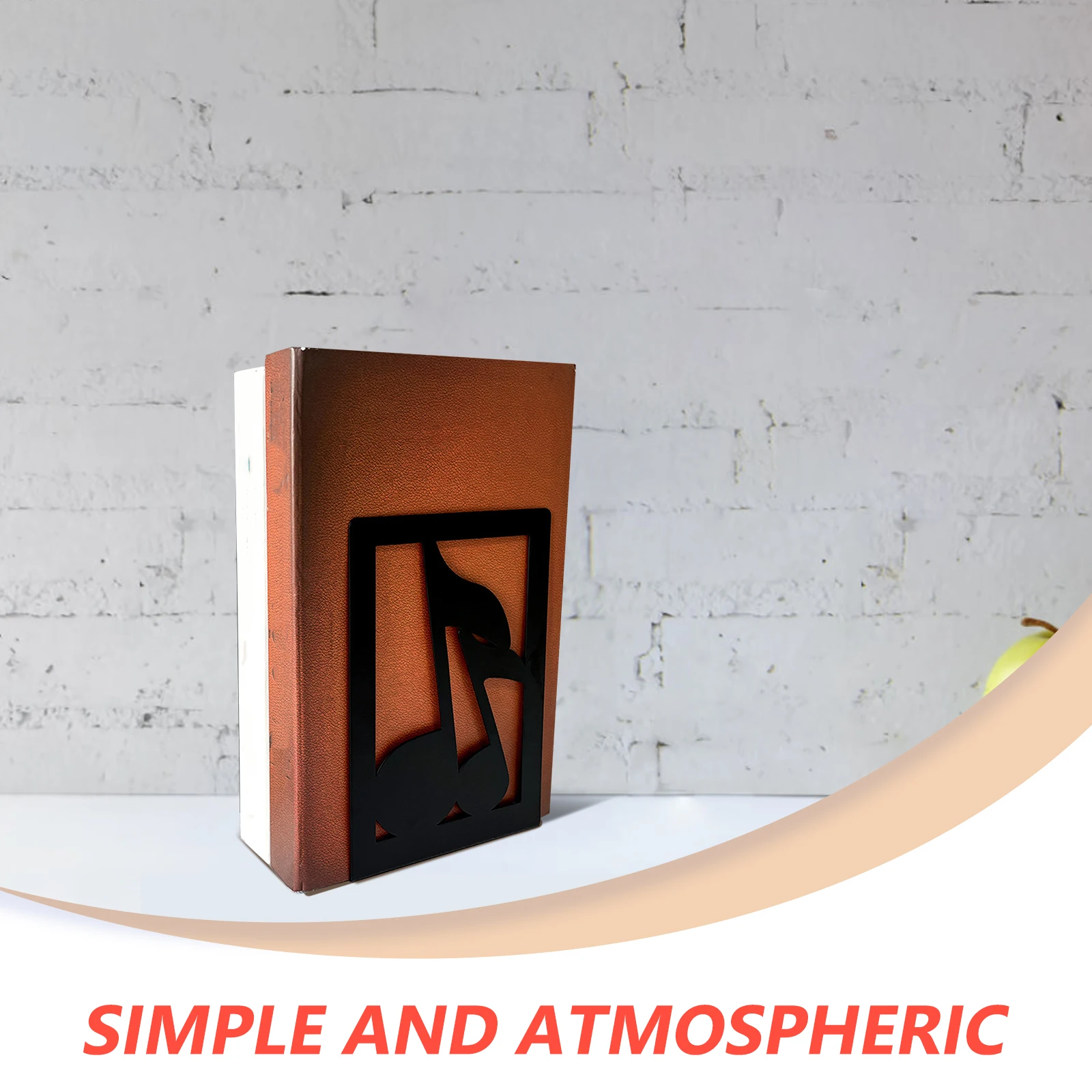 

2pcs Note Shaped Bookends Hollowed Out Metal Book Ends For Desktop File Organizer Reading Stand Decorative Holder Study Shelf