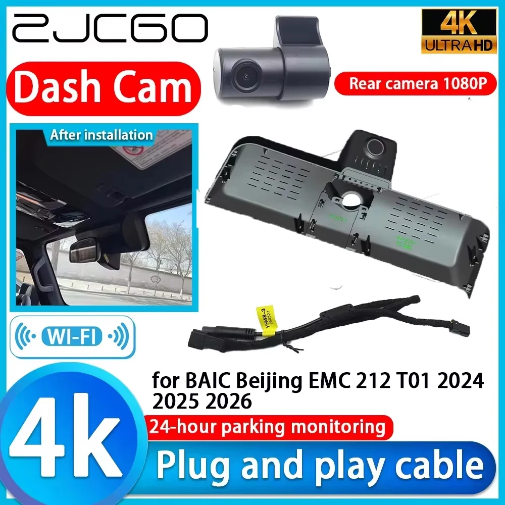 ZJCGO para BAIC Beijing EMC 212 T01 2024 2025 2026, Cámara de Coche DVR Wifi 4K, Lente Sony, Grabador de Video, Visión Nocturna, Monitoreo 24h