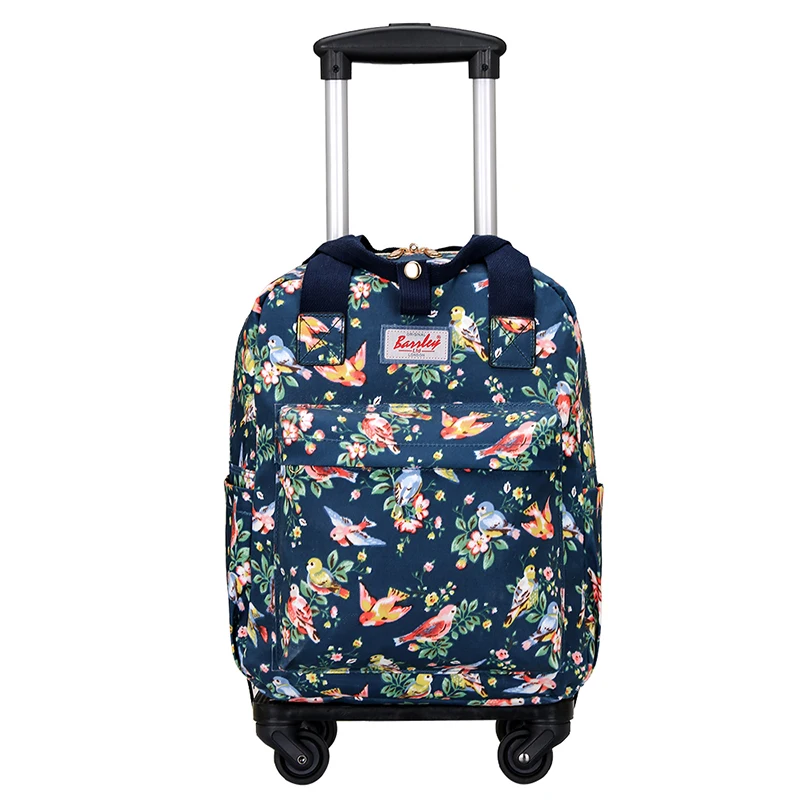 حقيبة سفر خفيفة الوزن بعجلات عالمية ومقبض قابل للإزالة، حقيبة ظهر مقاومة للماء مع طباعة، حقيبة يد للسفر للشباب