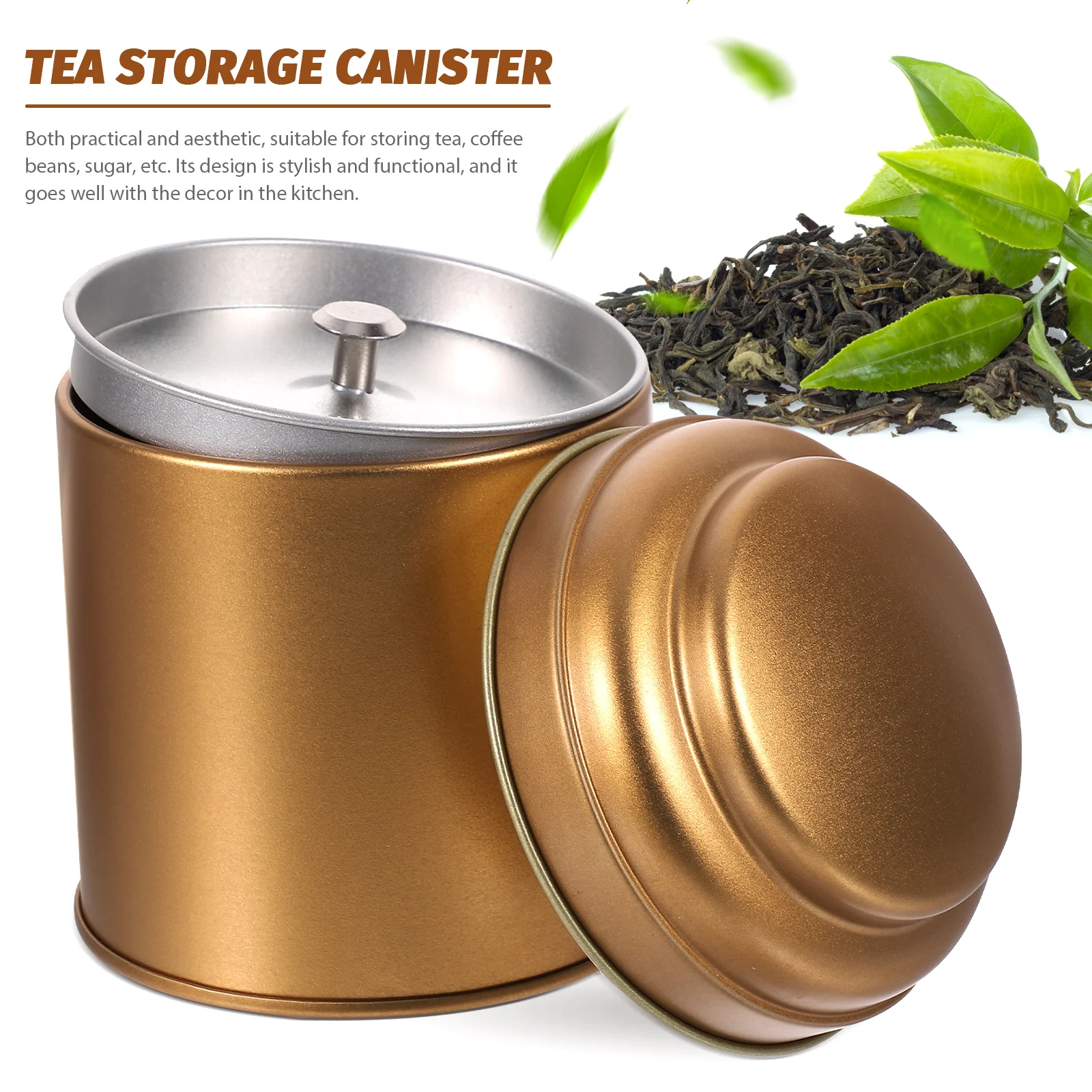 

Stylish Metal Tea Canister Airtight Coffee Bean Storage Tin Portable Sugar Jar For Home Kitchen Travel Gift Tea
