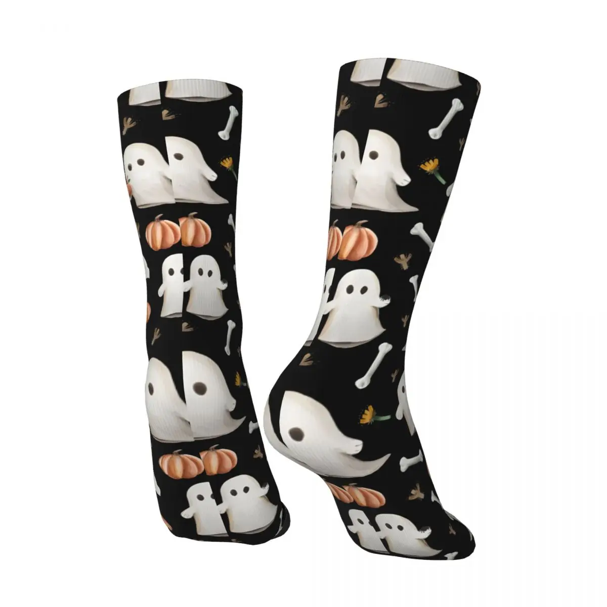 Vintage HALLOWEEN GHOST PARTY-Meias de Compressão Masculina, Padrão Unisex Harajuku Impresso, Novidade Crew Sock