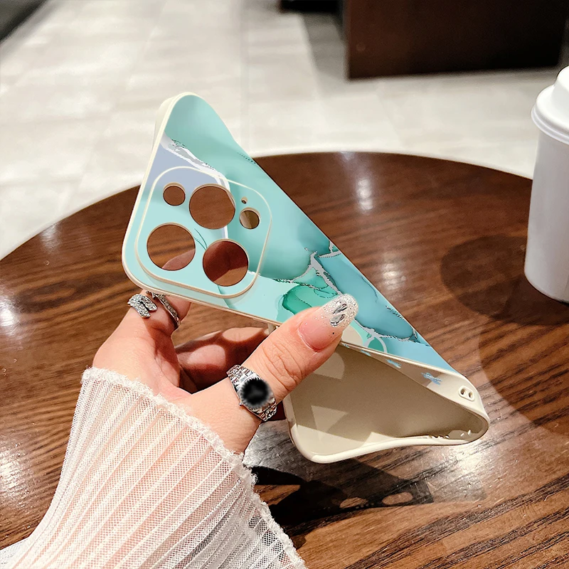 Watercolor Marble Case For iPhone 14 15 Pro Max Coque iPhone 13 12 Pro Max 11 Luxury Colorful Shockproof Silicone Soft Cover