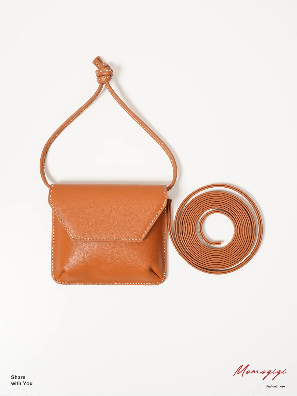 Momogigi Vintage  Square Bag Top Layer Cowhide Leather Single Shoulder Crossbody Wallet Earphone Bag Full Wax Thread