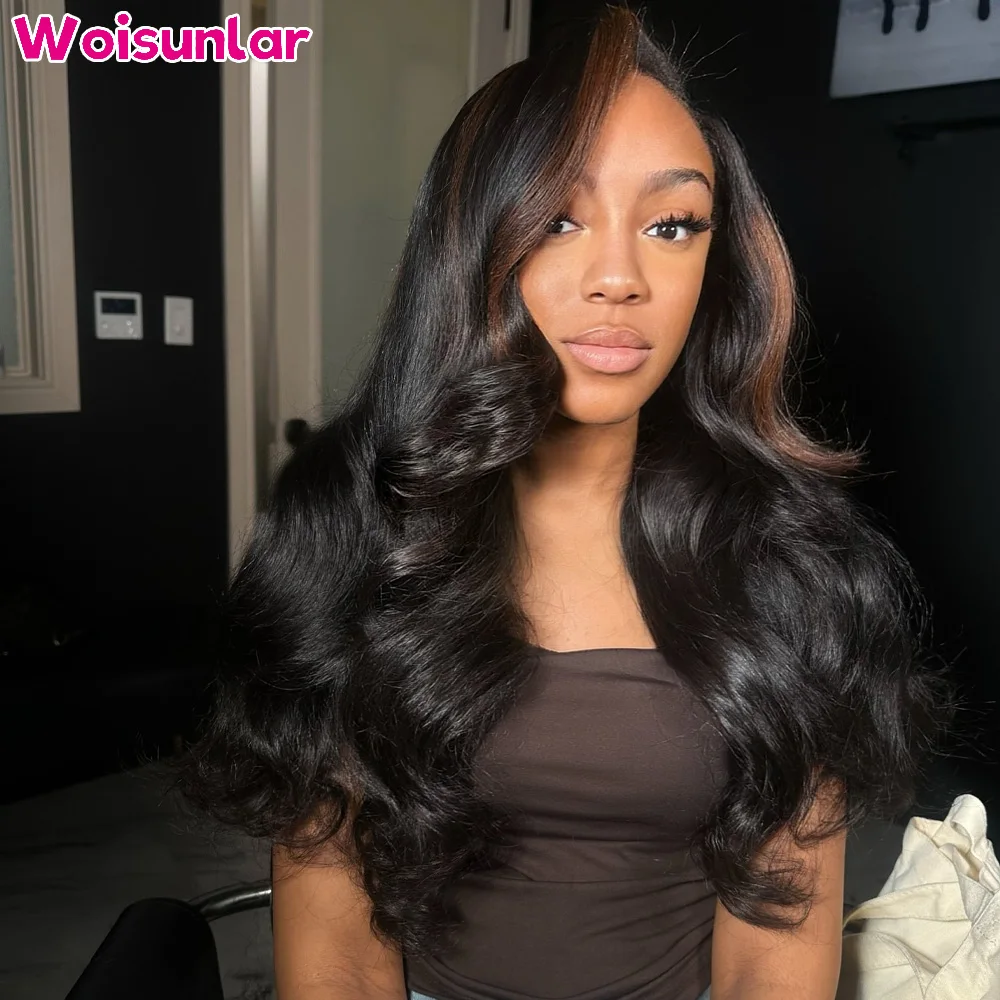 

Brown and Black lace Front Human Hair Wigs body wave 34 inches 200% Black women13x4 Transparent Lace Natural Brazilian hair wigs