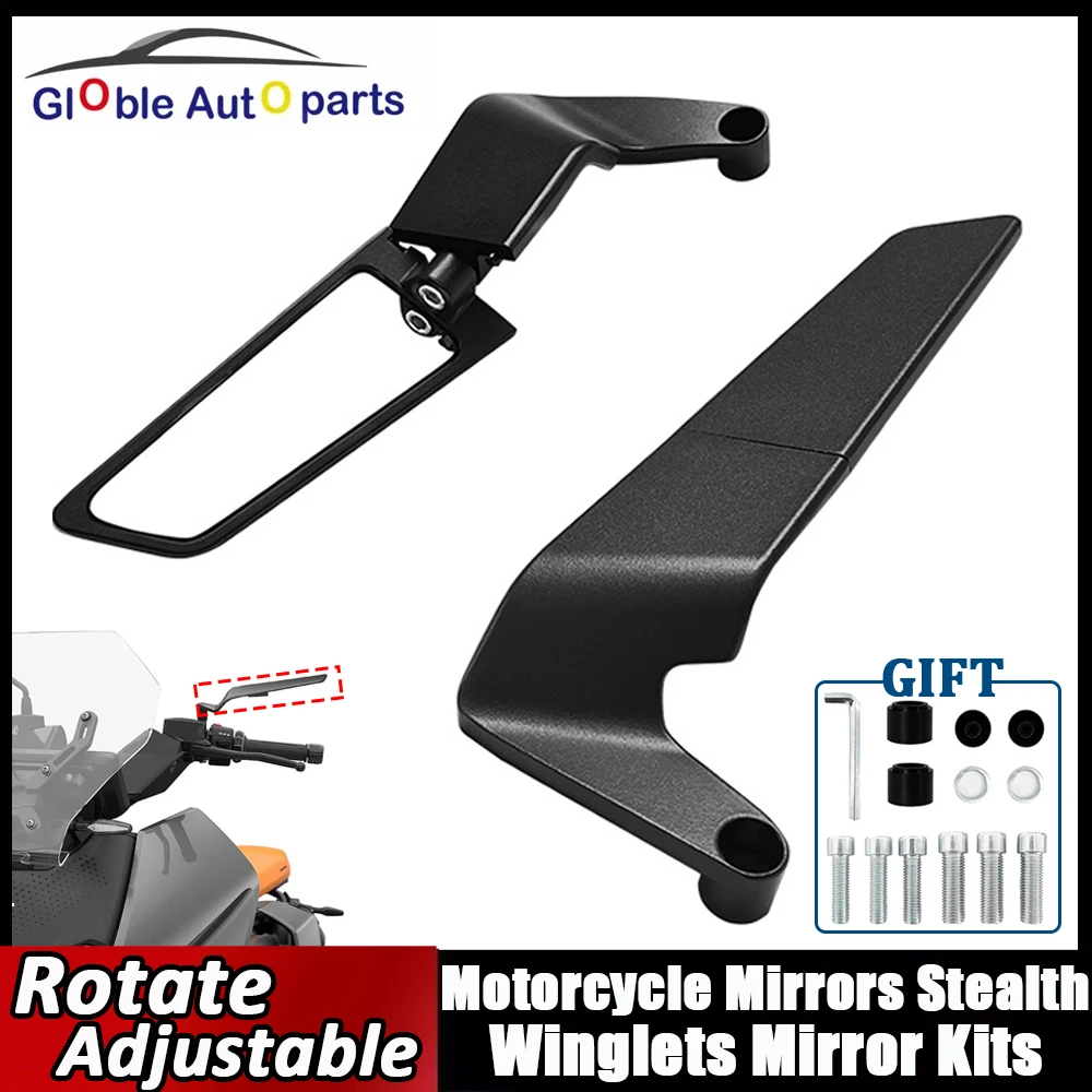 For YAMAHA MT03 MT07 MT09 MT10 XMAX KTM BMW S1000R Motorcycle Mirrors Stealth Winglets Mirror Kits To Rotate Adjustable Mirrors