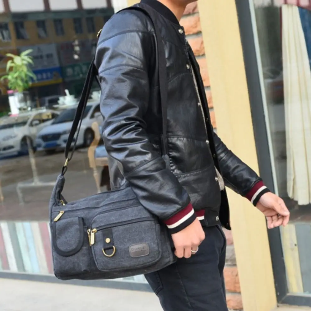 

Большая вместительная уличная сумка через плечо из холста, многофункциональная сумка для хранения снаряжения для альпинизма, многослойная прочная дорожная сумка для инструментов