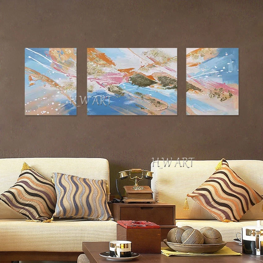 Abstract Design 3PCS Art Wall, Canvas Artwork, No Framed, Beautiful Oil Paintings, Wholesale Acrylic Textured Handmade Picture